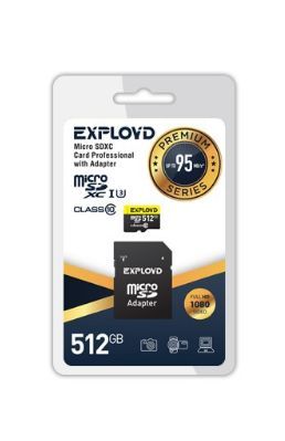  EXPLOYD MicroSDXC 512GB Class 10 UHS-1 Premium (U3) +  SD (95 MB/s)
