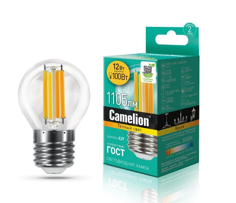  CAMELION (13714) LED12-G45-FL/830/E27