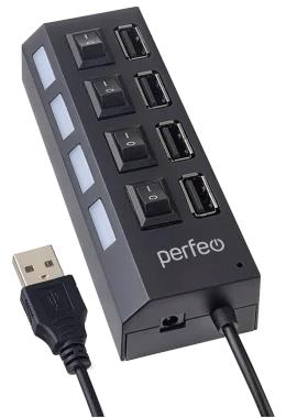  PERFEO (PF_C3220) USB-HUB 4 Port, (PF-H030 Black) 