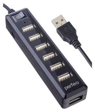  PERFEO (PF_C3225) USB-HUB 7 Port, (PF-H034 Black) 