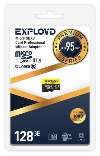  EXPLOYD 128GB microSDXC Class 10 UHS-1 Premium (U3) [EX128GCSDXC10UHS-1-ElU3 w]