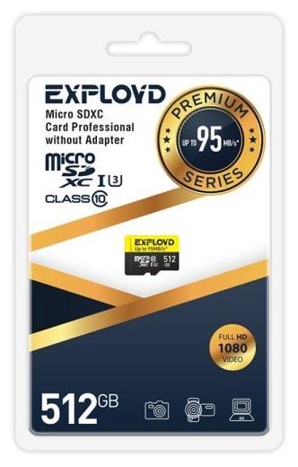  EXPLOYD 512GB microSDXC Class 10 UHS-1 Premium (U3) [EX512GCSDXC10UHS-1-ElU3 w]