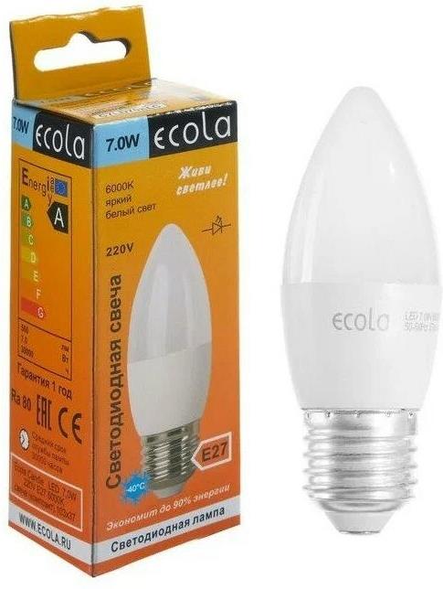  ECOLA N7QV70ELC candle LED Premium 7W/E27/4000K 360 filament  