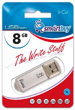 USB  SMARTBUY (SB8GBVC-S) 8GB V-CUT SILVER