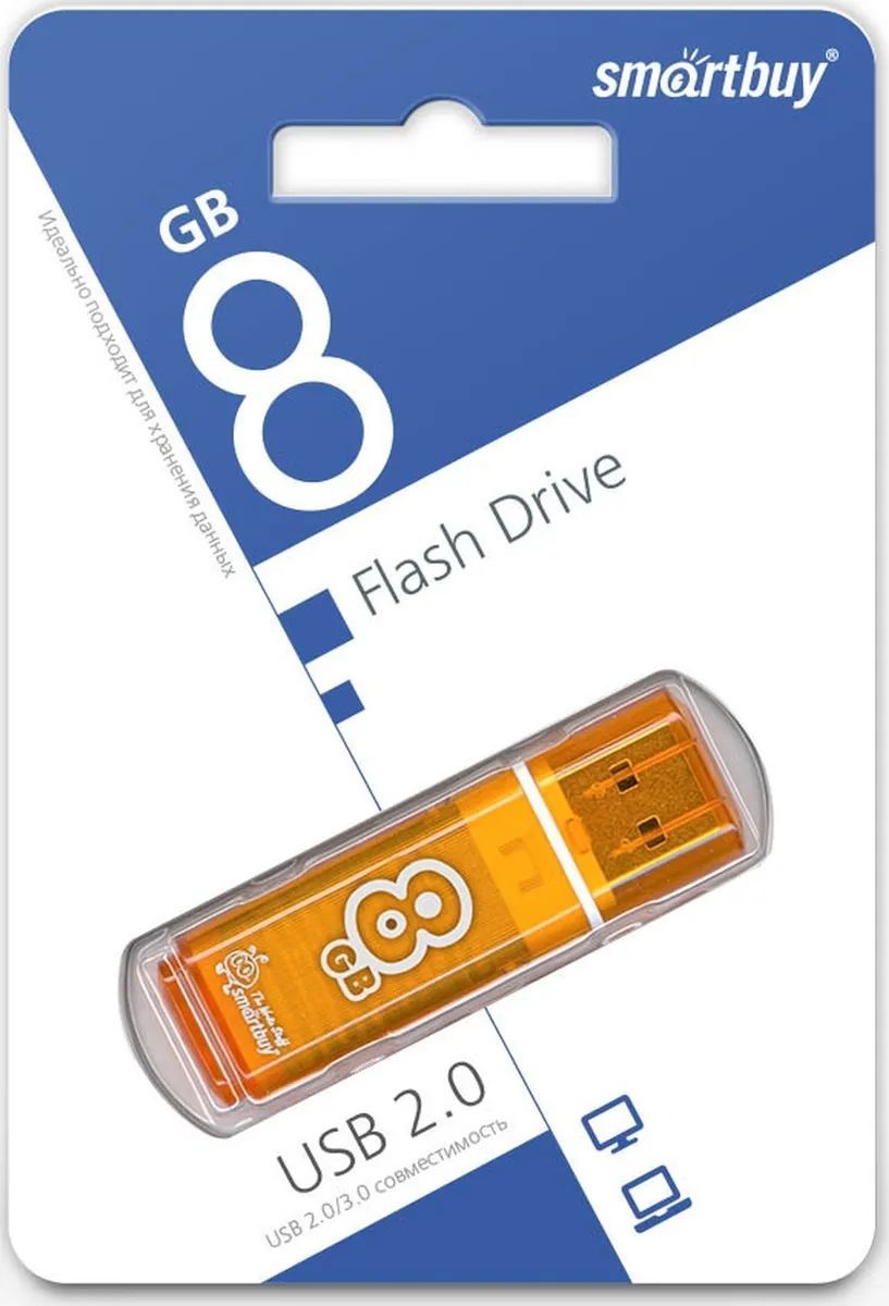 USB  SMARTBUY (SB8GBGS-Or) 8GB GLOSSY SERIES ORANGE