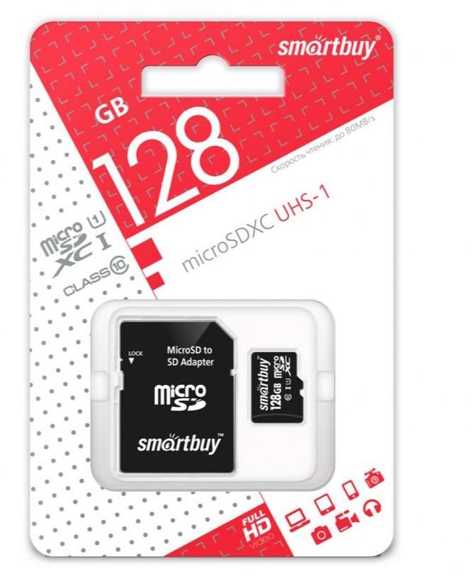  SMARTBUY (SB128GBSDCL10-01) MicroSDXC 128GB Class10 UHS-I U1 + 