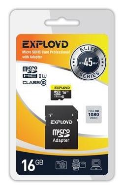  EXPLOYD MicroSDHC 16GB Class10 UHS-1 ELITE +  SD (45 MB/s)