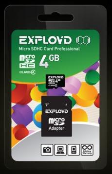  EXPLOYD MicroSDHC 4GB Class4 +  SD [EX004GCSDHC4-AD]