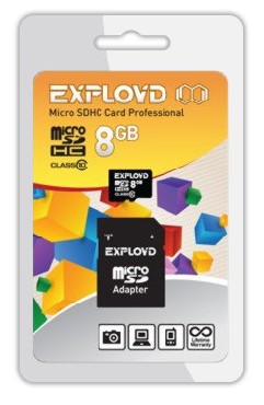  EXPLOYD MicroSDHC 8GB Class10 +  SD [EX008GCSDHC10-AD]
