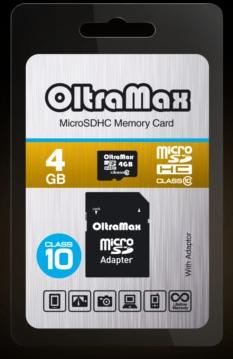 OLTRAMAX MicroSDHC 4GB Class10 +  SD [OM004GCSDHC10-AD]