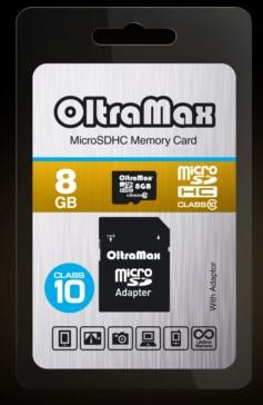  OLTRAMAX MicroSDHC 8GB Class10 +  SD [OM008GCSDHC10-AD}