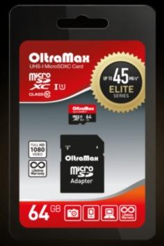   OLTRAMAX 64GB microSDXC Class 10 UHS-1 Elite +  SD 45 MB/s