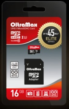  OLTRAMAX MicroSDHC 16GB Class 10 UHS-1 Elite +  SD 45 MB/s