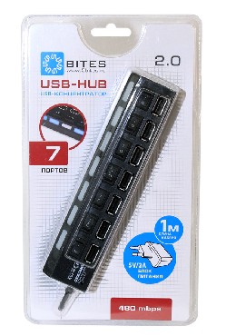 ������������� USB 5BITES HB27-203PBK 7*USB2.0 / �� 5�-2� / 1M / BLACK
