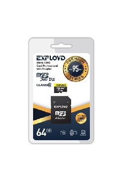  EXPLOYD MicroSDXC 64GB Class10 +  SD (95MB/s) [EX064GCSDXC10UHS-1-ElU3]