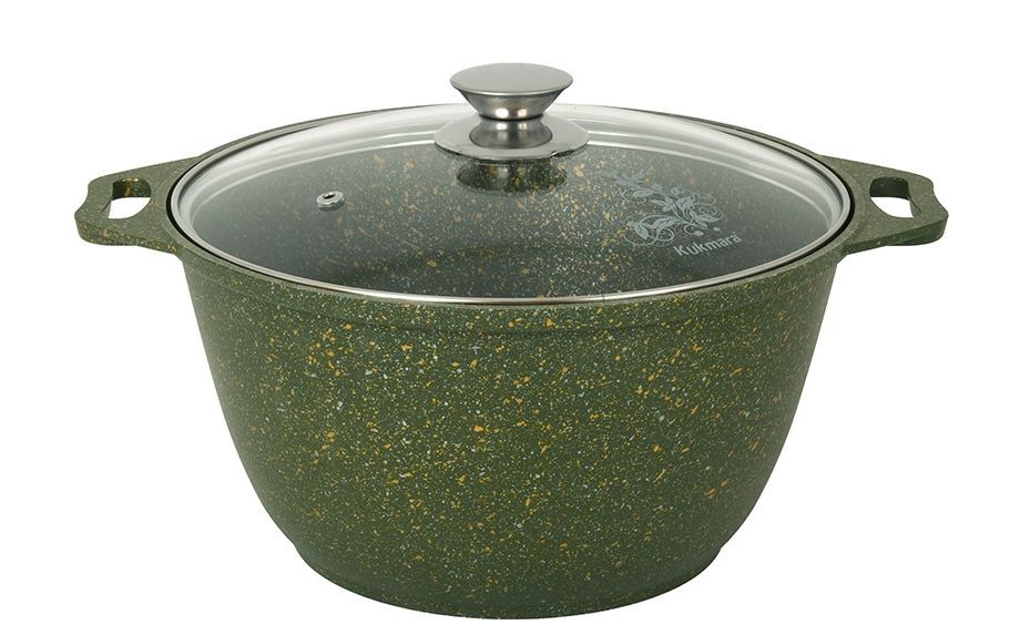 Кастрюля KUKMARA к41tsml а/пр литая 4,0л стекл/кр Trendy style malachite