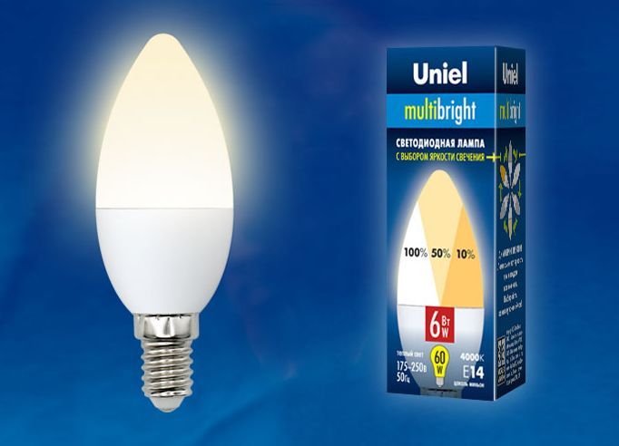 ����� ������������ UNIEL (UL-00002373) LED-C37-6W/WW/E14/FR/MB PLM11WH