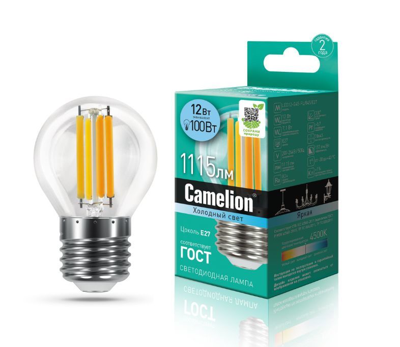  CAMELION (13715) LED12-G45-FL/845/E27