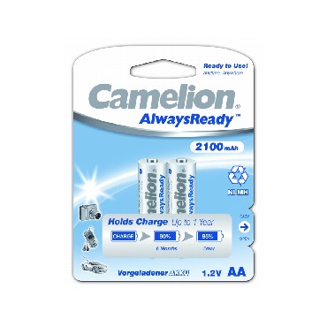  CAMELION (7966) AA- 2100MAH NI-MH ALWAYS READY BL-2 (NH-AA2100ARBP2,