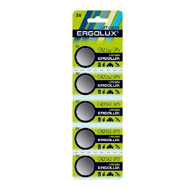Элементы питания ERGOLUX (12051) CR2032 BL-5...