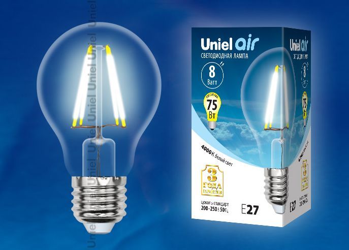  UNIEL (UL-00002212) LED-A60-8W/NW/E27/CL GLA01TR