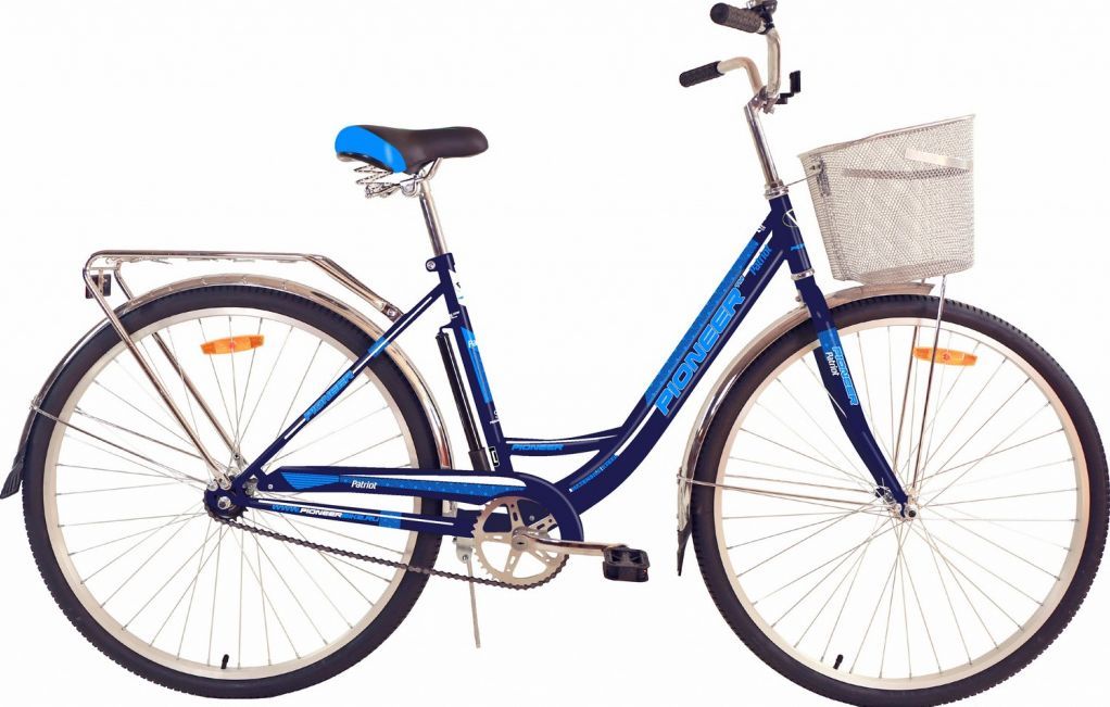 Велосипед PIONEER PATRIOT 28"/18" darkblue-blue-white+ корзина
