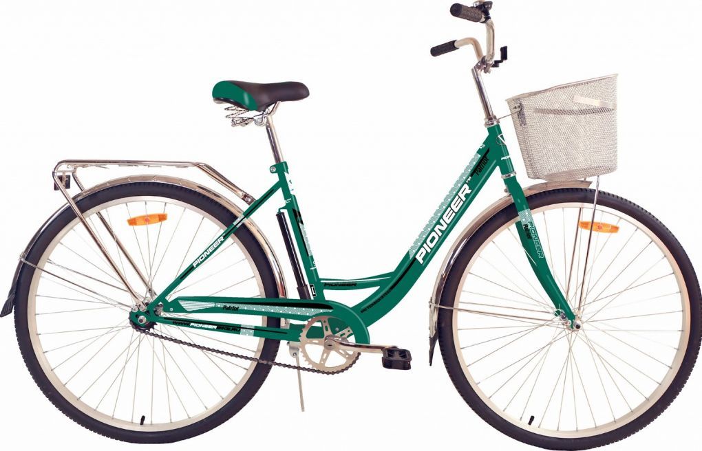 Велосипед PIONEER PATRIOT 28"/18" darkgreen-white-black+корзина