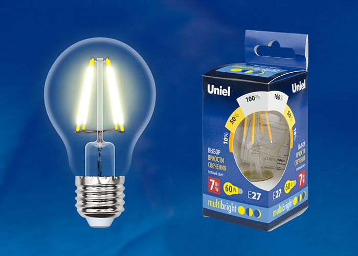  UNIEL (UL-00002366) LED-A60-7W/WW/E27/CL/MB GLM10TR 