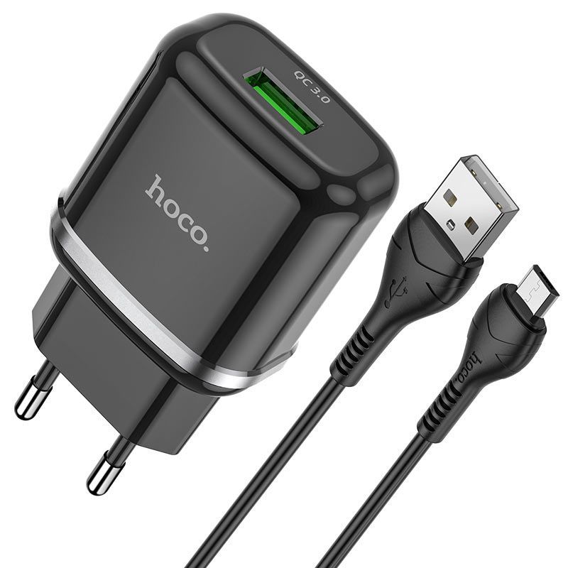 СЗУ HOCO (6931474729361) N3 1USB 3.0A QC3.0 MICRO USB 1м черный