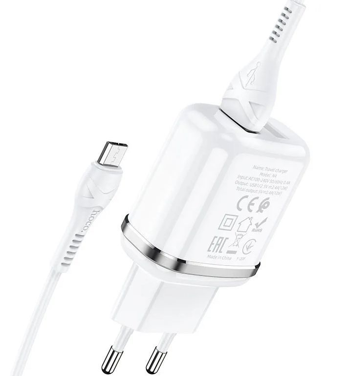СЗУ HOCO (6931474729378) N3 1USB 3.0A QC3.0 MICRO USB 1м белый