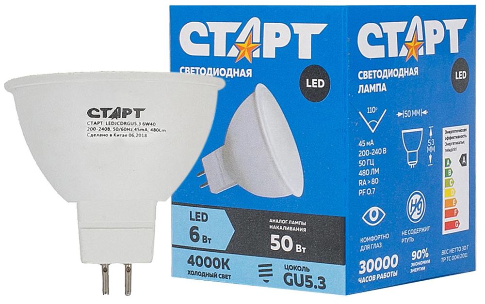 Лампа СТАРТ (10575) LEDJCDRGU5.3 6W40