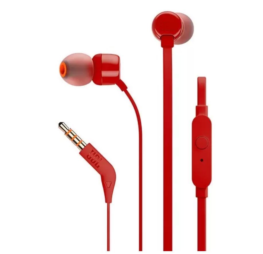 Наушники вкладыши проводные JBL TUNE 110 RED (JBLT110RED) [ПИ]