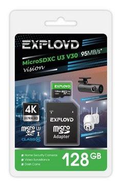  EXPLOYD MicroSDXC 128GB Class 10 (U3) V30 Vision+  SD (95 MB/s)