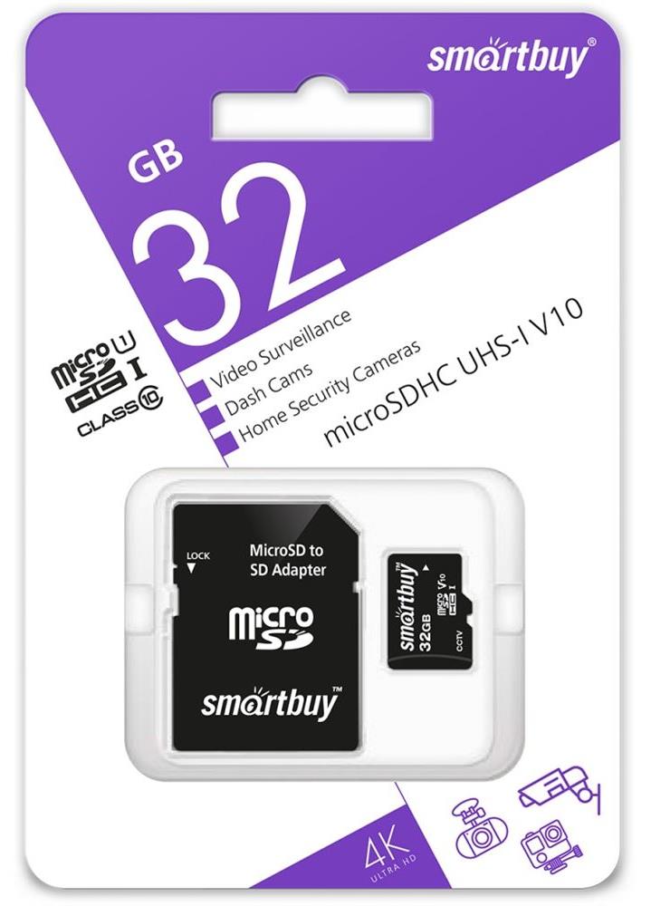  SMARTBUY (SB32GBSDCCTV) micro SDHC 032GB cl10 U1 V10 + 