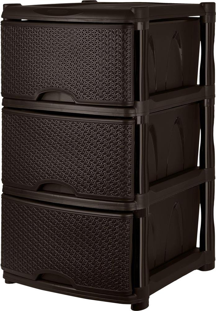 Комод KEEPLEX KL377212011 Rattan трехсекционный 48х41х72,3см темный каштан