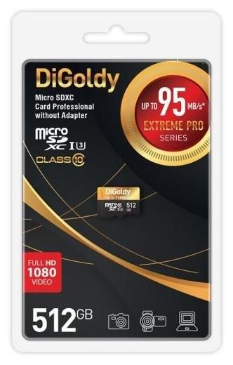   DIGOLDY 512GB microSDXC Class 10 UHS-1 Extreme Pro (U3)