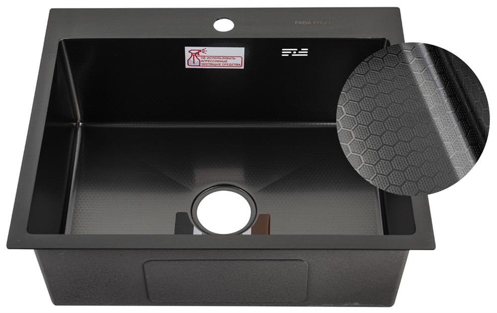 Мойка врезная FABIA PROFI 605033G Мойка врезная 60х50 см, ГРАФИТ, ДИЗАЙН толщина