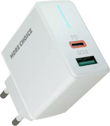 СЗУ MORE CHOICE (4610196408649) NC61 СЗУ 1USB+1USB-C 3.0A PD 20W+QC3.0 быстрая