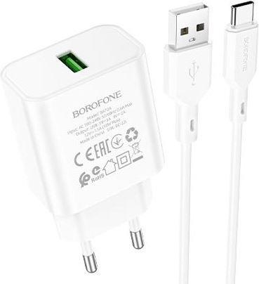 СЗУ BOROFONE (6974443388596) BA72Aa White СЗУ 1USB 3.0A QC3.0 18W быстрая