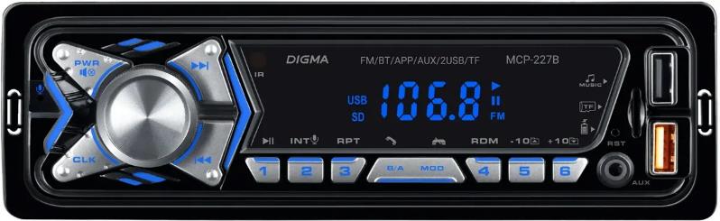������������� DIGMA MCP-227B 1DIN 2x45�� BT5.0 USB2.0 AUX 2 ���