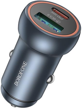  BOROFONE (6941991118579) BZ32A 1USB+1Type-C 3.0A PD30W+QC3.0 , Metal grey