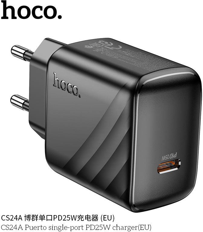 СЗУ HOCO (6942007639750) CS24A 1Type-C PD 25W быстрая зарядка , Black