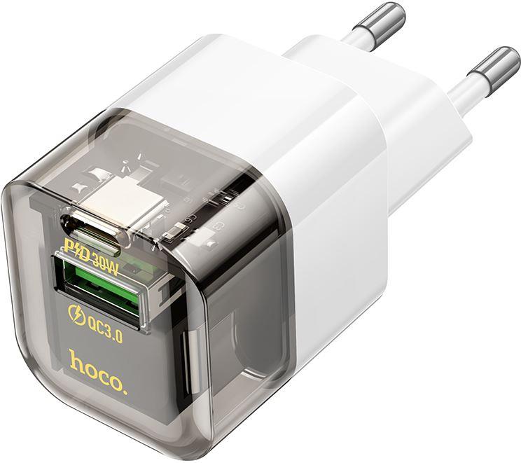 ��� HOCO (6942007609821) 1USB+1Type-C 3.0A QC3.0 PD 30W Transparent Black