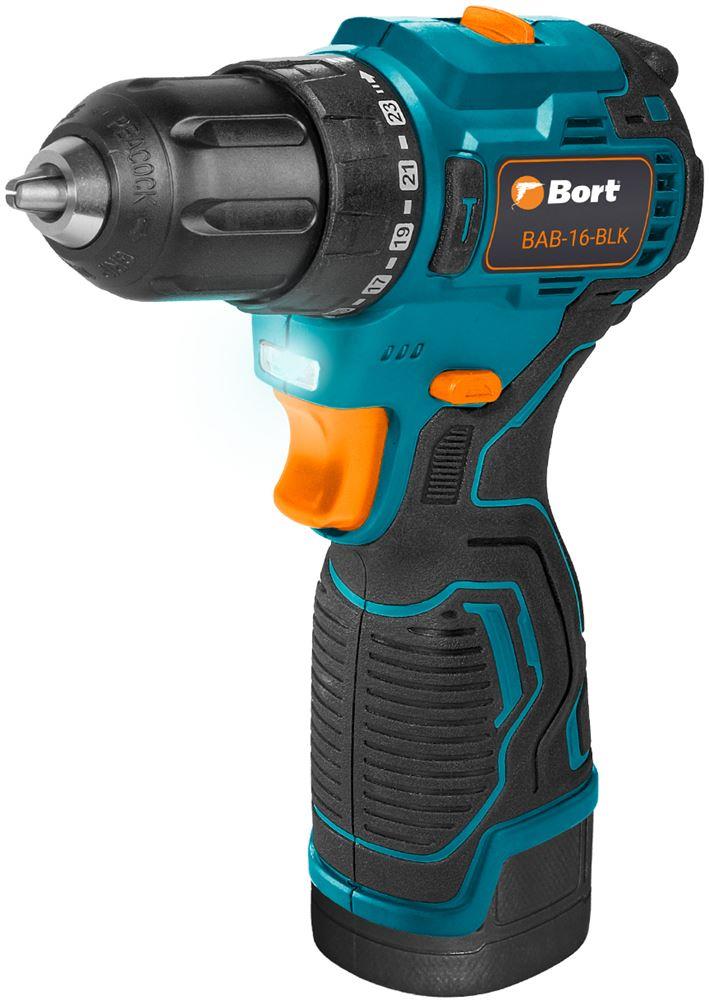 Дрель-шуруповерт аккумуляторная BORT BAB-16-BLK (2x2Ah+ЗУ)