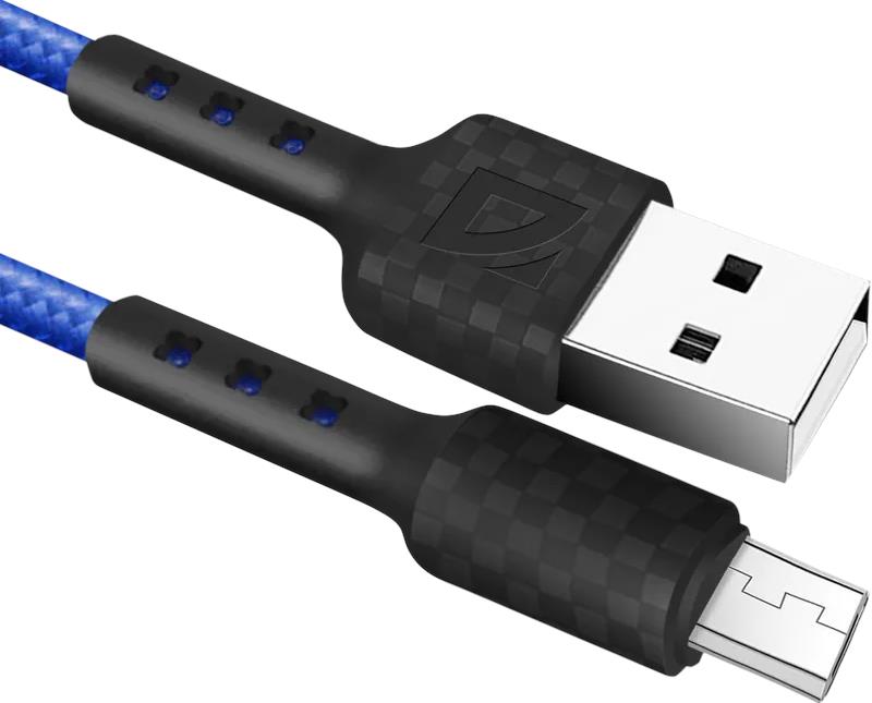  DEFENDER (87115BLU) USB кабель F181 Micro 1м,...