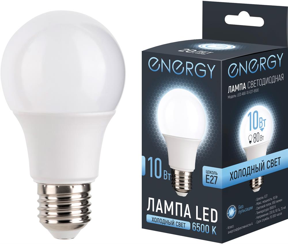 Лампа светодиодная ENERGY LED А60-10-E27-6500...
