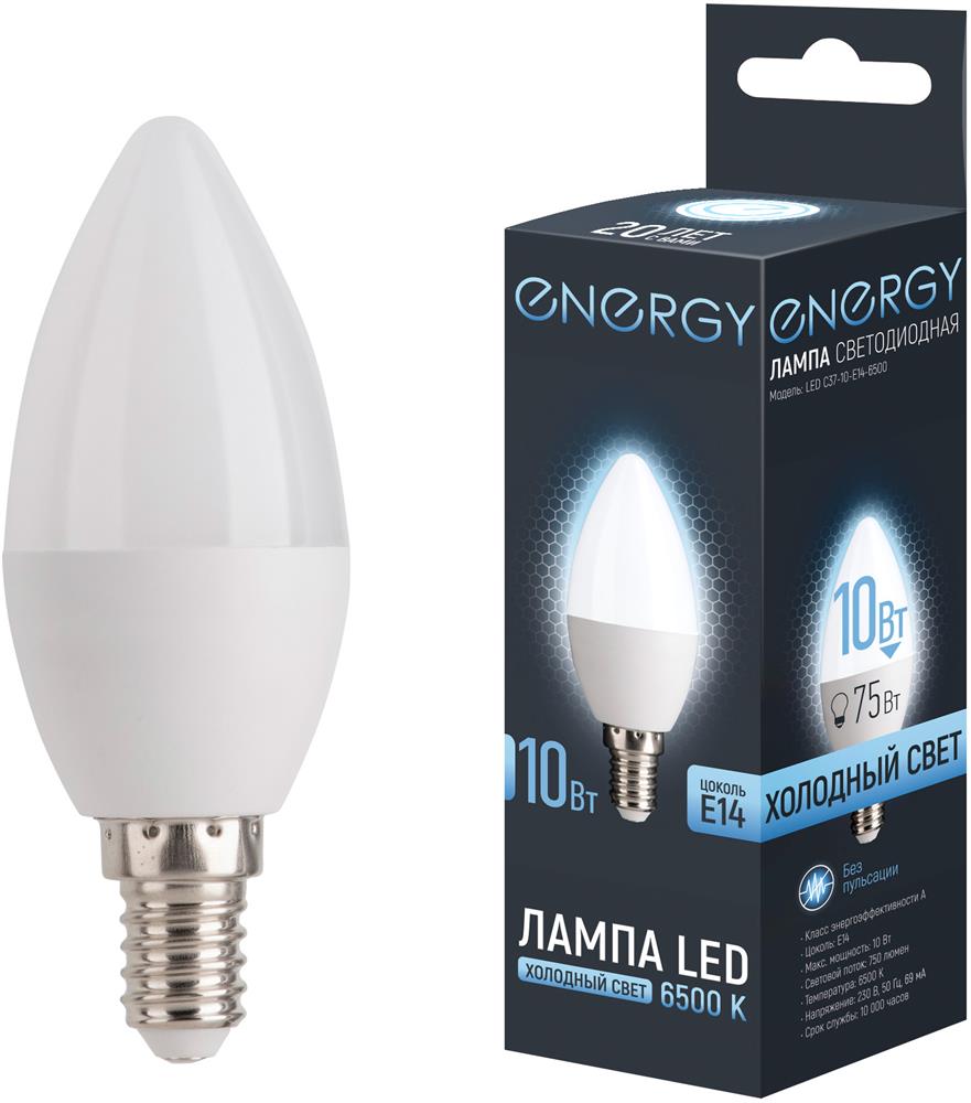 Лампа светодиодная ENERGY LED С37-10-E14-6500...
