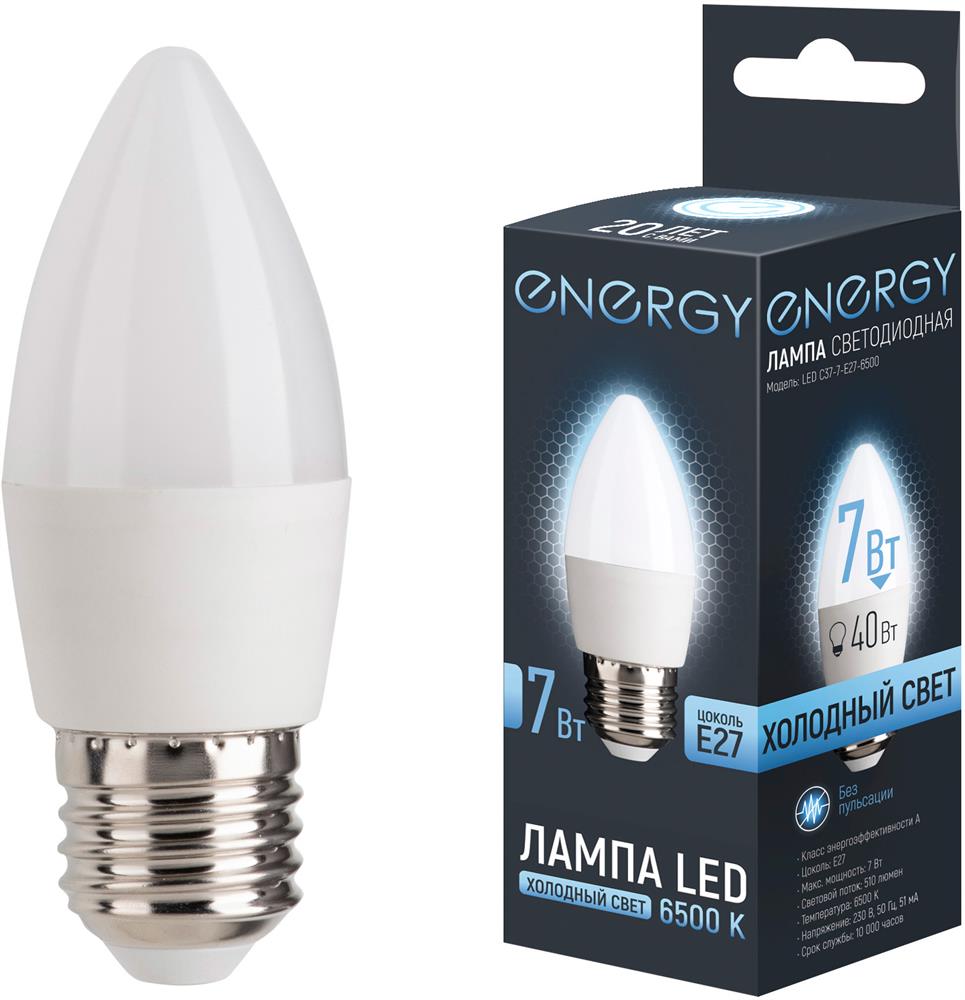 Лампа светодиодная ENERGY LED С37-7-E27-6500...