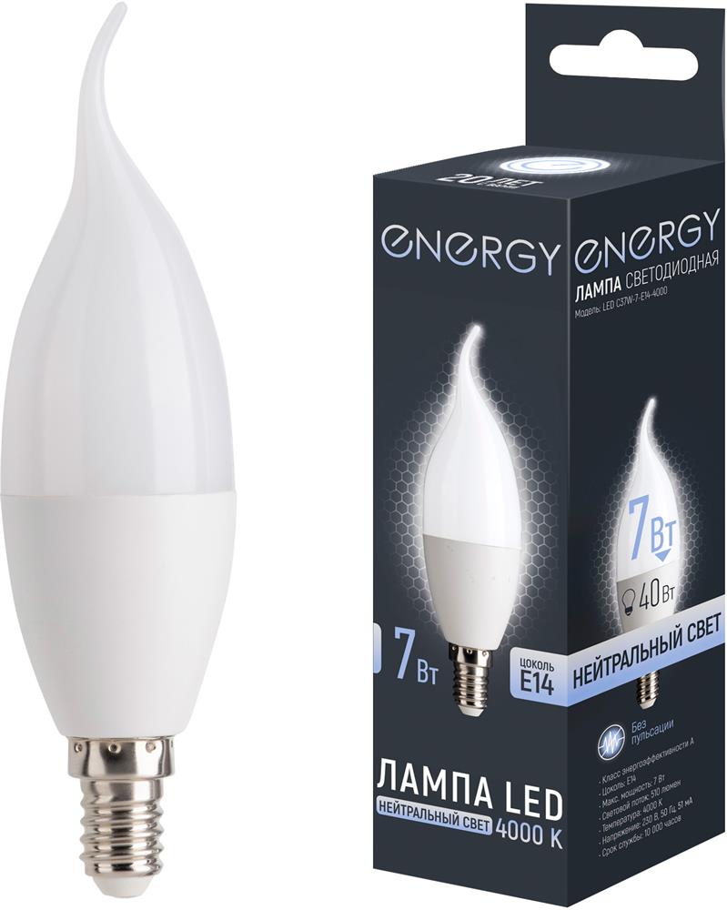 Лампа светодиодная ENERGY LED С37W-7-E14-4000...