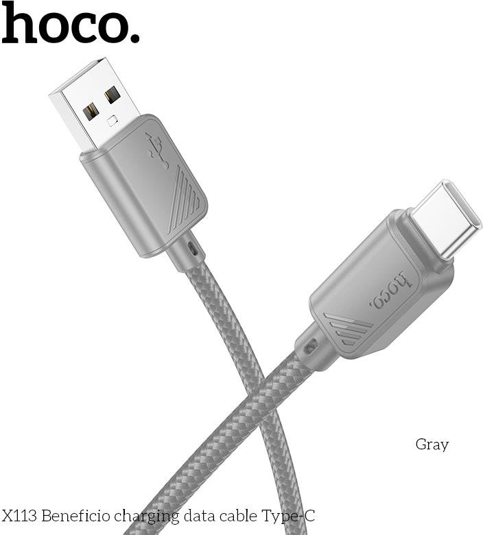 ������ HOCO (6942007646192) X113a USB 3.0A ��� Type-C - � , Grey